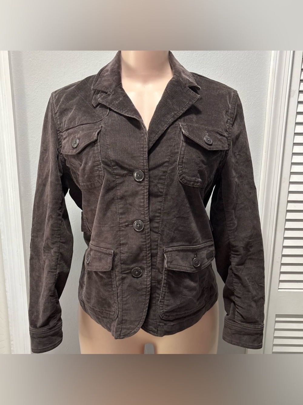 L.L. Bean Corduroy Button-Front Jacket in Dark Brown